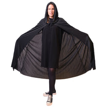 Mantel, svart med huva