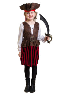 Barndräkt, randig piratklänning 122/128 cl