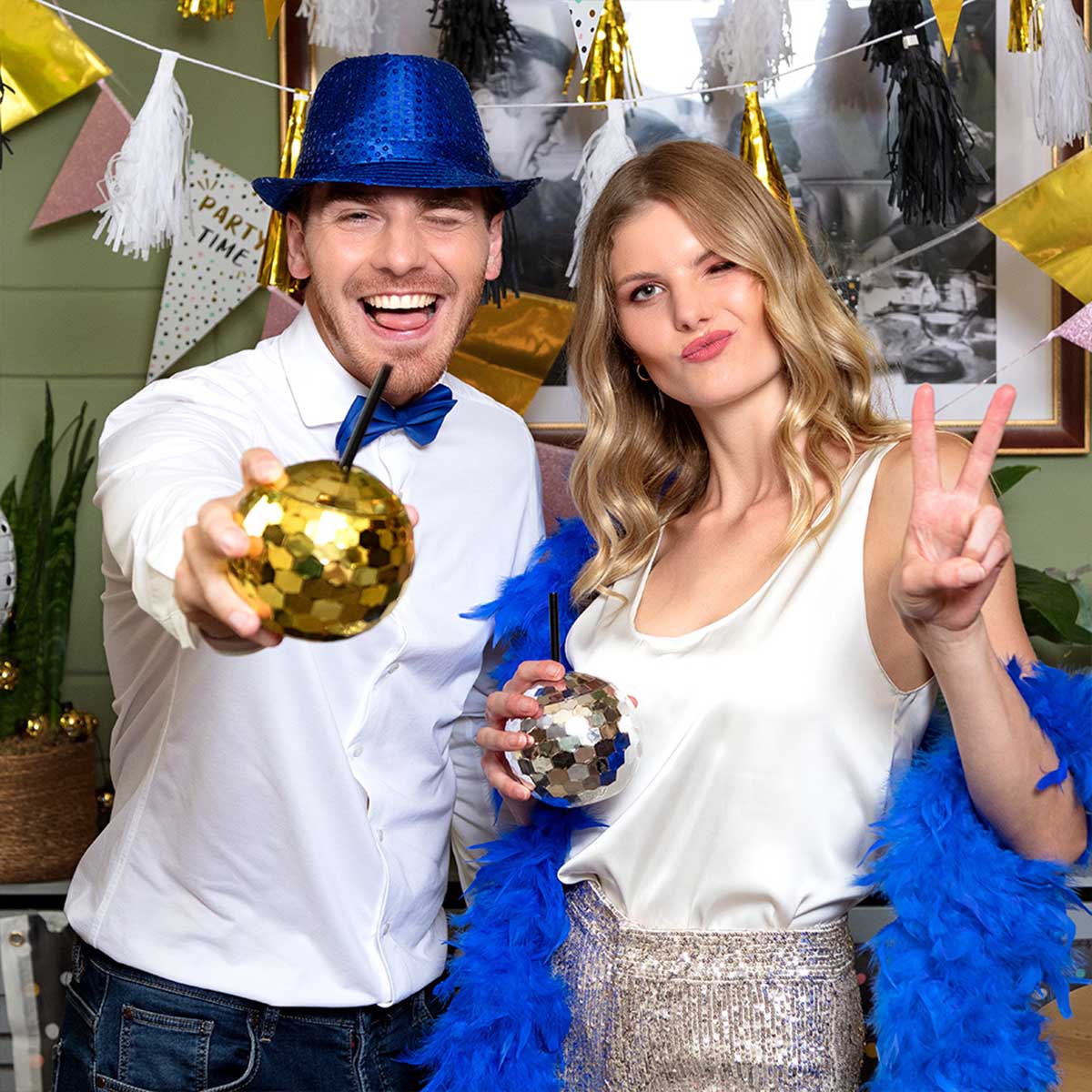 Drinkglas, discoboll guld