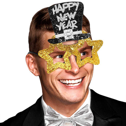 Glasögon, happy new year guld