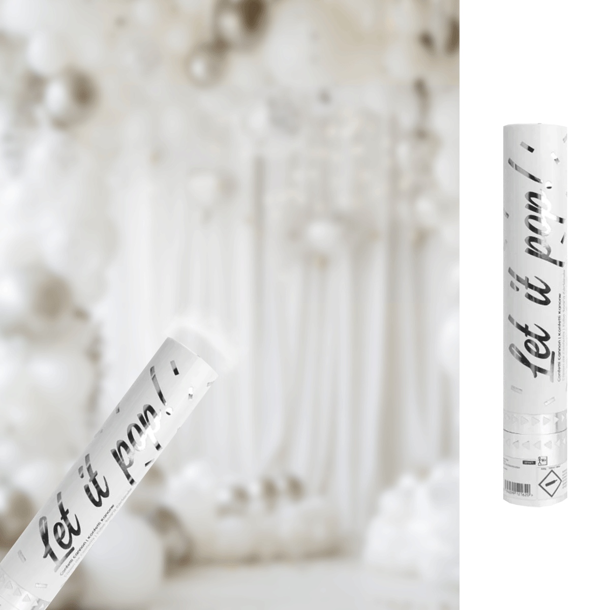 Konfettibomb, silver 28 cm (folie)