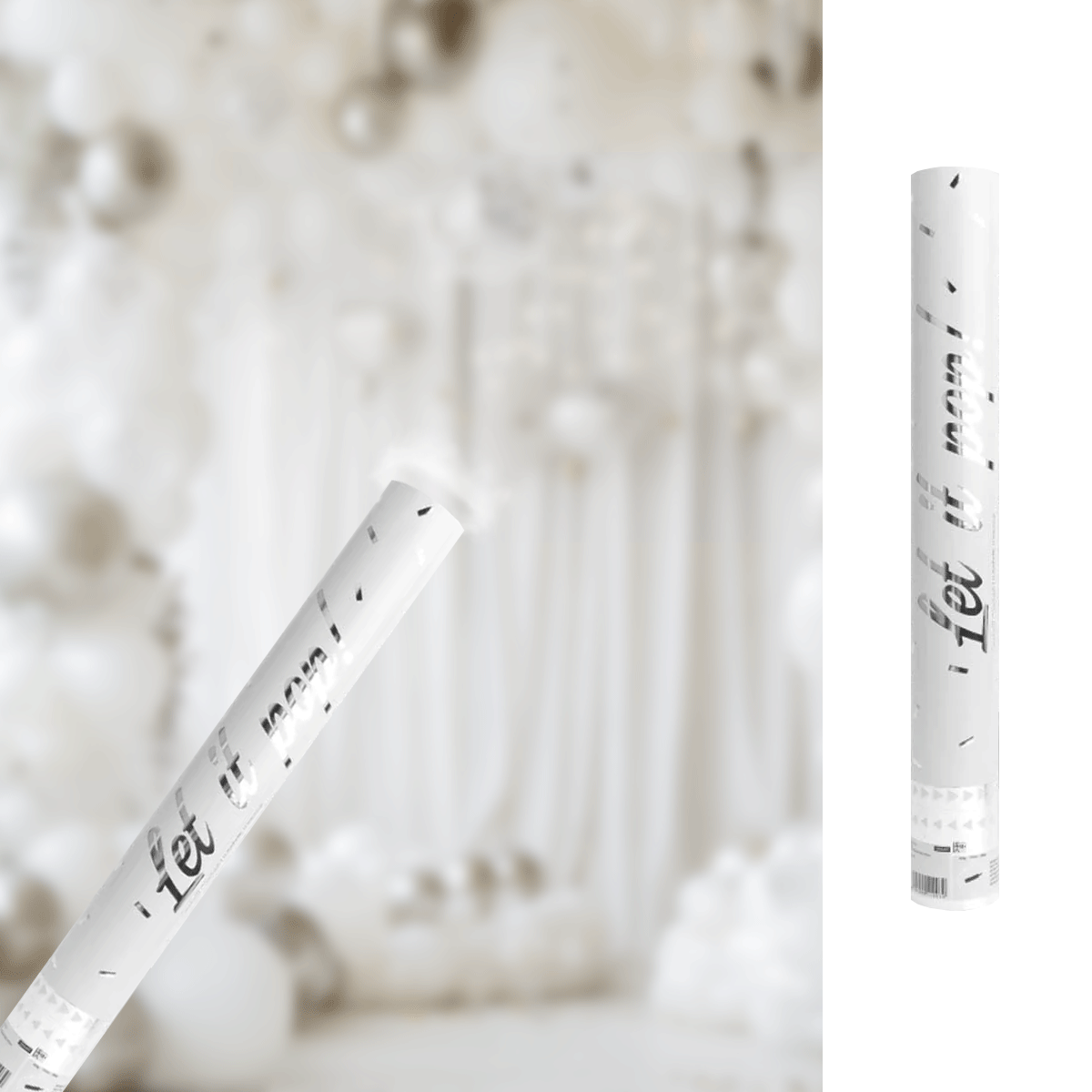 Konfettibomb, silver 40 cm (folie)