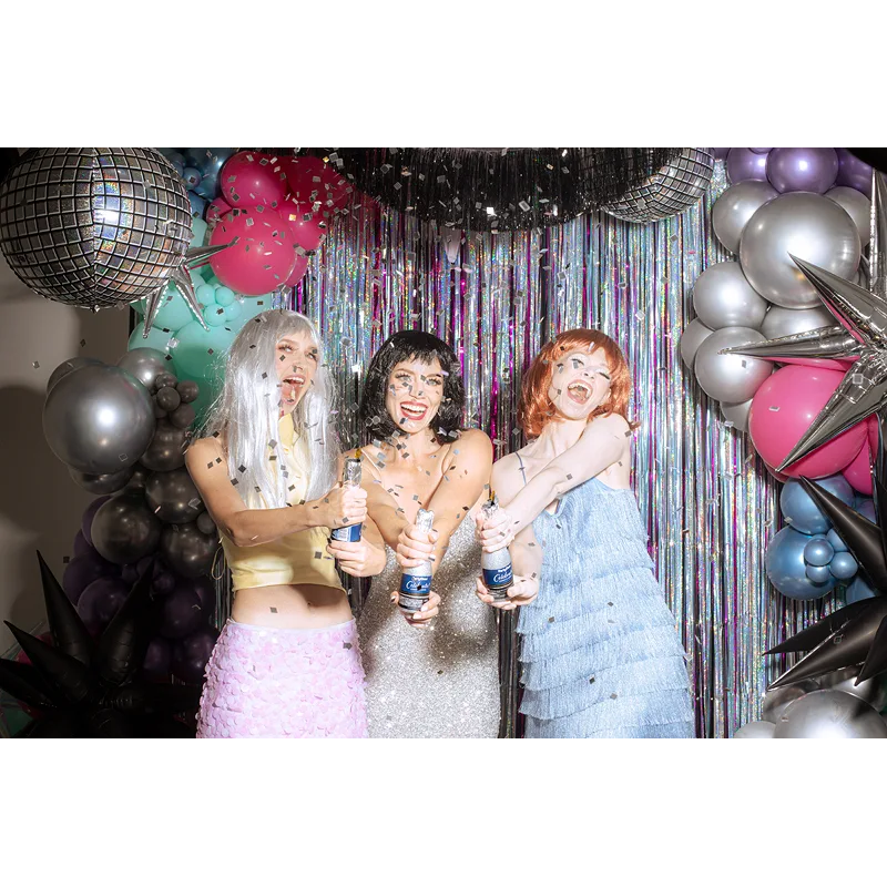 Konfettibomb, champagneflaska silver metallic 20,5 cm