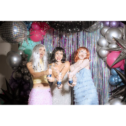 Konfettibomb, champagneflaska silver metallic 20,5 cm