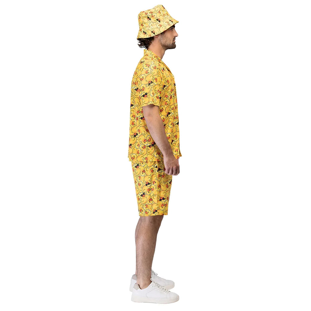 Hawaiiskjorta med shorts & hatt, lucky duck M