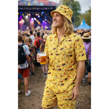 Hawaiiskjorta med shorts & hatt, lucky duck M