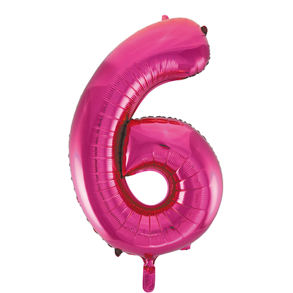 Folieballong, siffra 6 rosa 86 cm