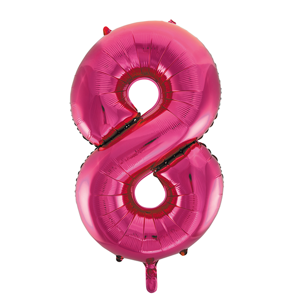 Folieballong, siffra 8 rosa 86 cm