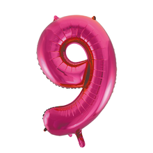 Folieballong, siffra 9 rosa 86 cm