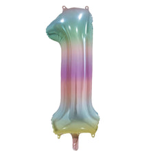 Folieballong, siffra 1 pastell regnbåge 86 cm