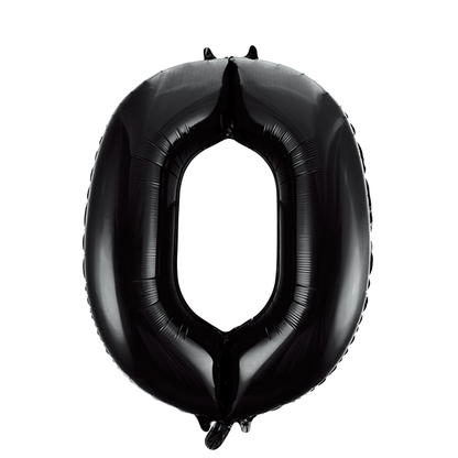 Folieballong, siffra 0 svart 86 cm