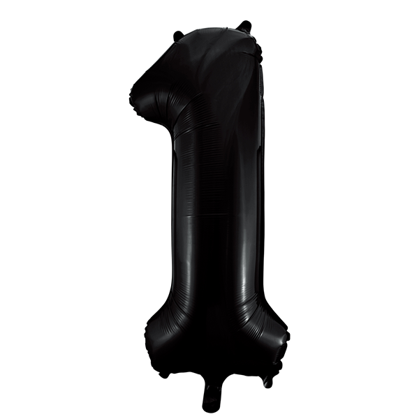 Folieballong, siffra 1 svart 86 cm