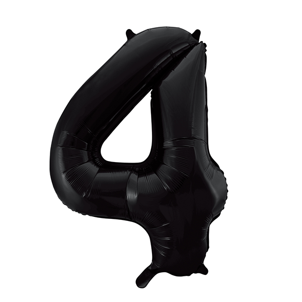 Folieballong, siffra 4 svart 86 cm