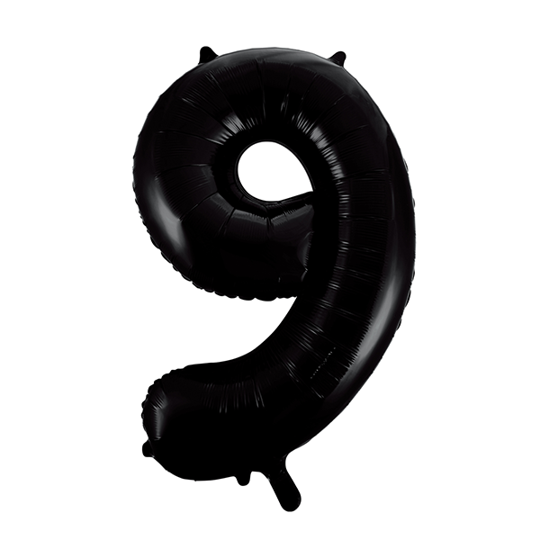 Folieballong, siffra 9 svart 86 cm