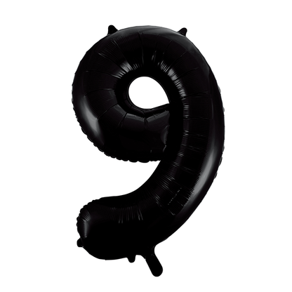 Folieballong, siffra 9 svart 86 cm