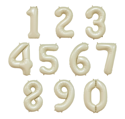 Folieballong, siffra 1 krämvit 86 cm