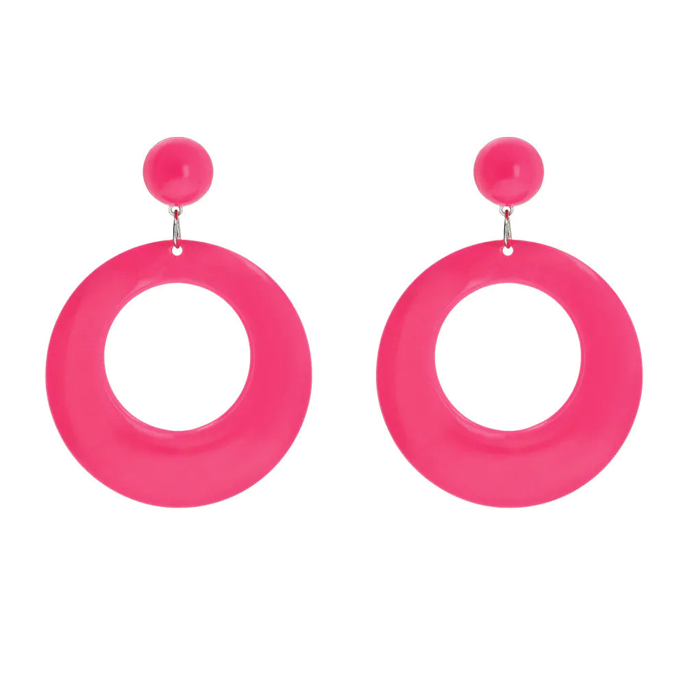 Örhängen, retro neon rosa