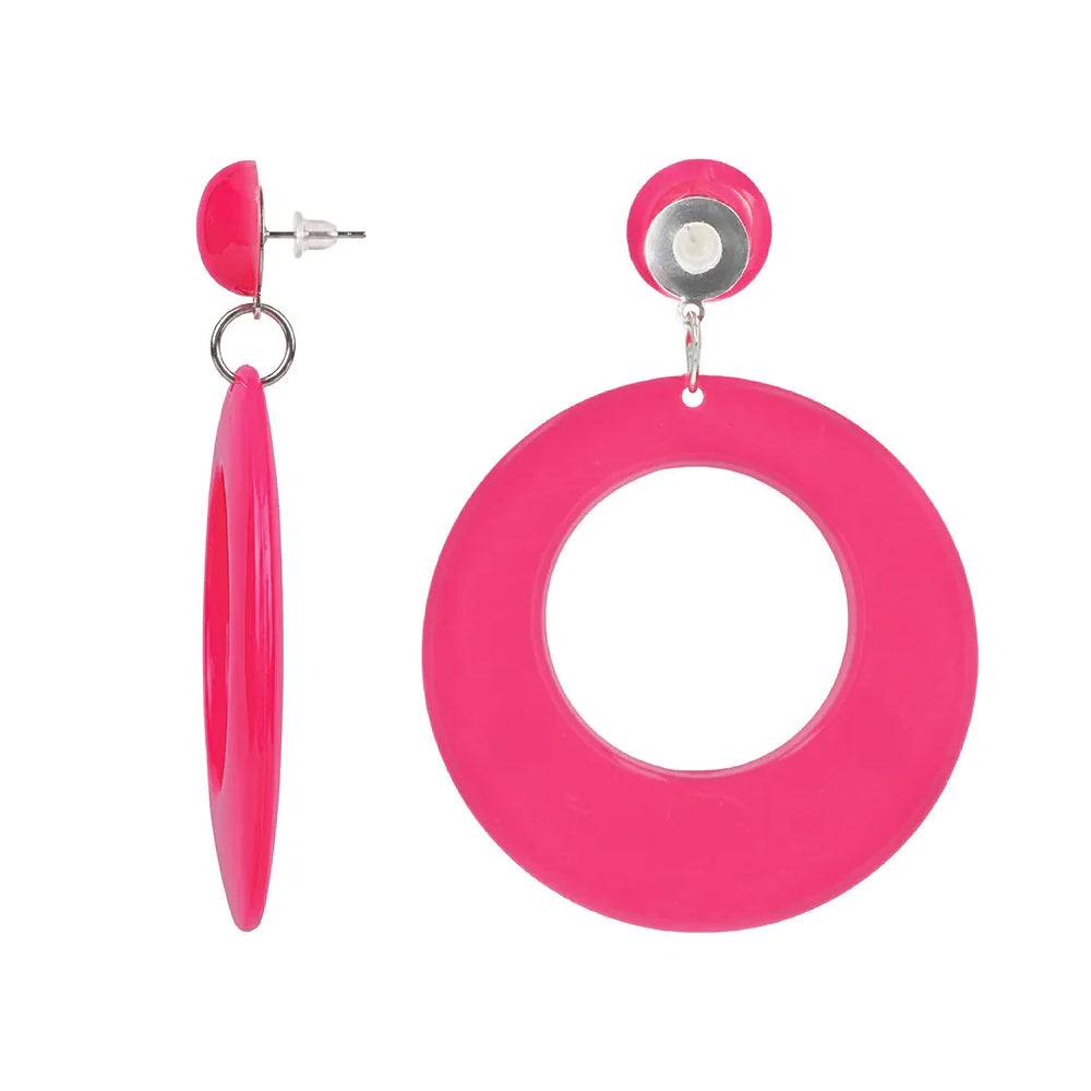 Örhängen, retro neon rosa