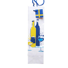 Presentpåse, vinflaska blå/gul flaskor 1 st