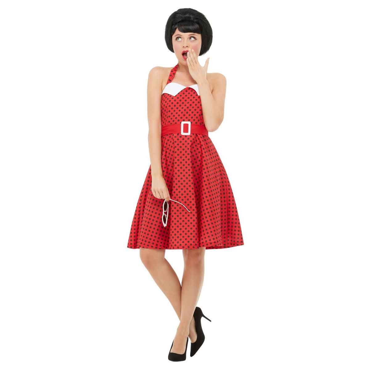 Klänning, 50-tal rockabilly röd