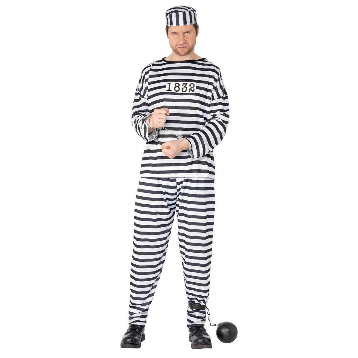 Dräkt, fånge svart/vit