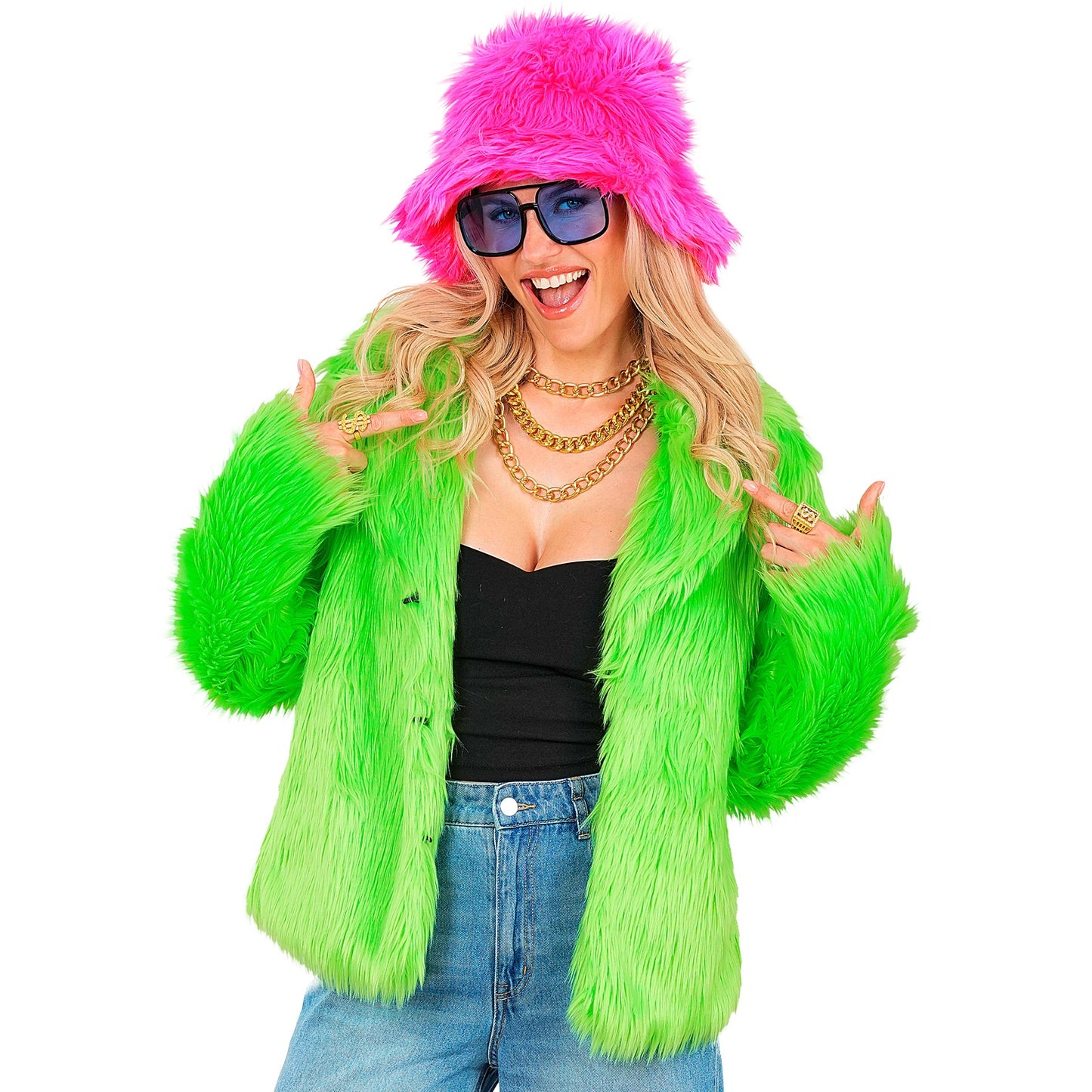 Jacka, neon grön XXL