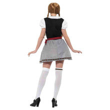 Tyrolerklänning, kort vinröd/svart L