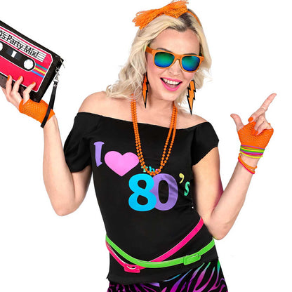 Näthandskar, neon orange 80-tal