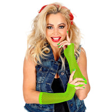 Näthandskar, neon grön långa 80-tal