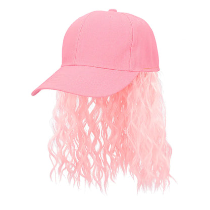 Keps med hår, rosa