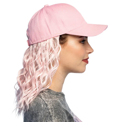 Keps med hår, rosa