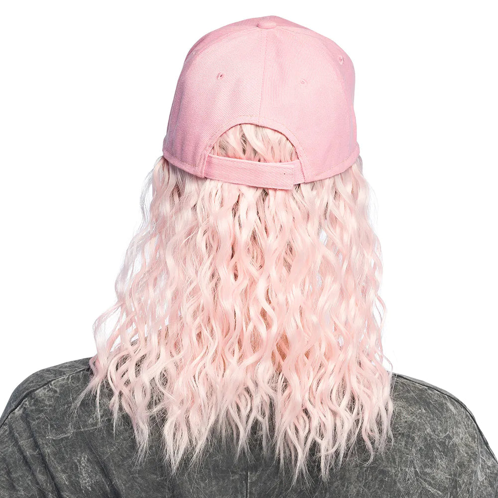 Keps med hår, rosa