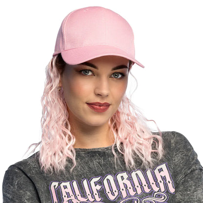 Keps med hår, rosa