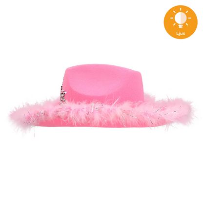 Cowboyhatt, rosa LED