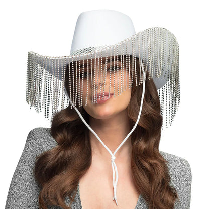 Cowboyhatt, showgirl vit