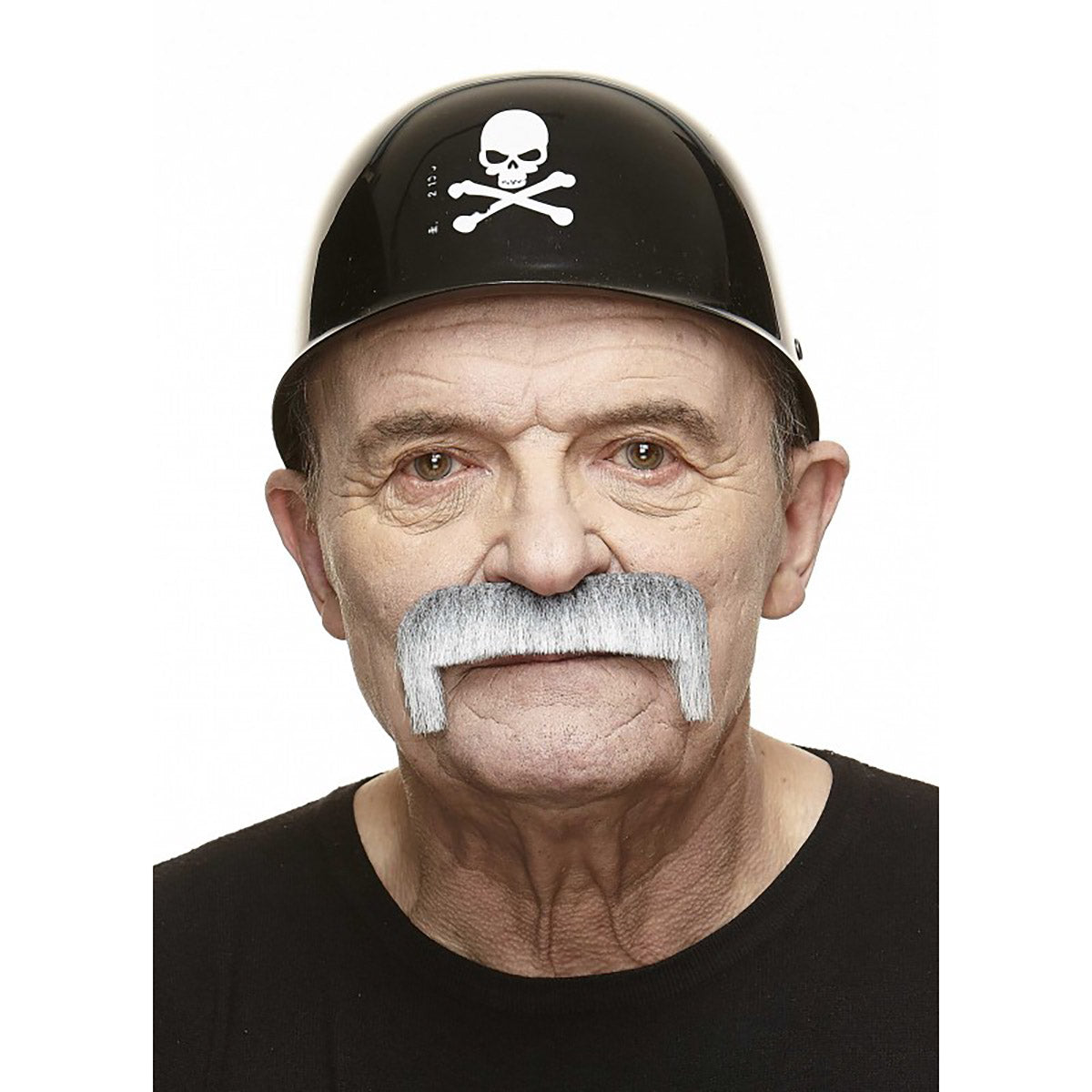 Mustasch, magnum grå/vit