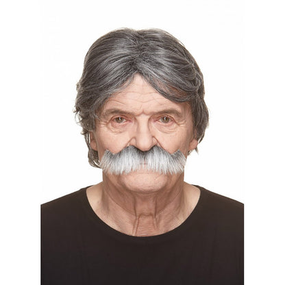 Mustasch, sheriff grå/vit