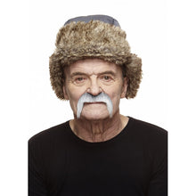 Mustasch, cowboy grå/vit