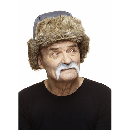 Mustasch, cowboy grå/vit