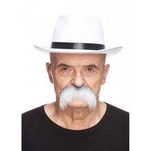 Mustasch, rebel grå/vit