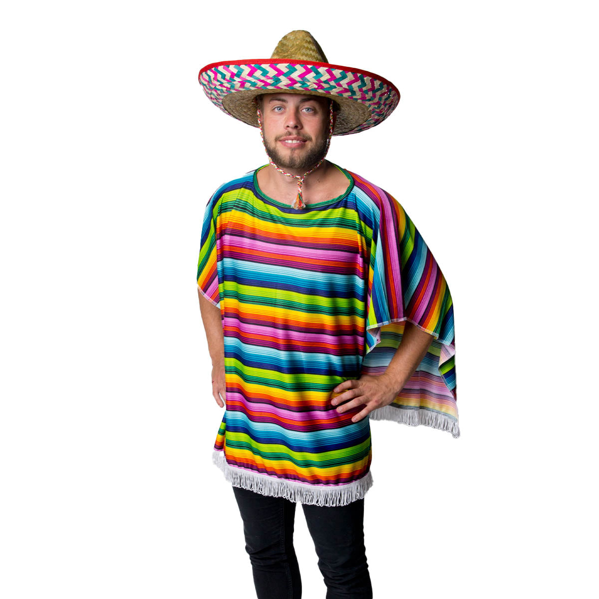 Poncho, flerfärgad