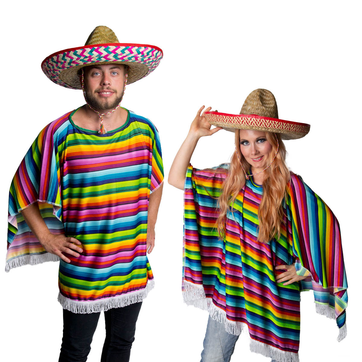 Poncho, flerfärgad