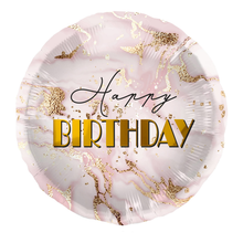 Folieballong, birthday marble rosa/guld 45 cm