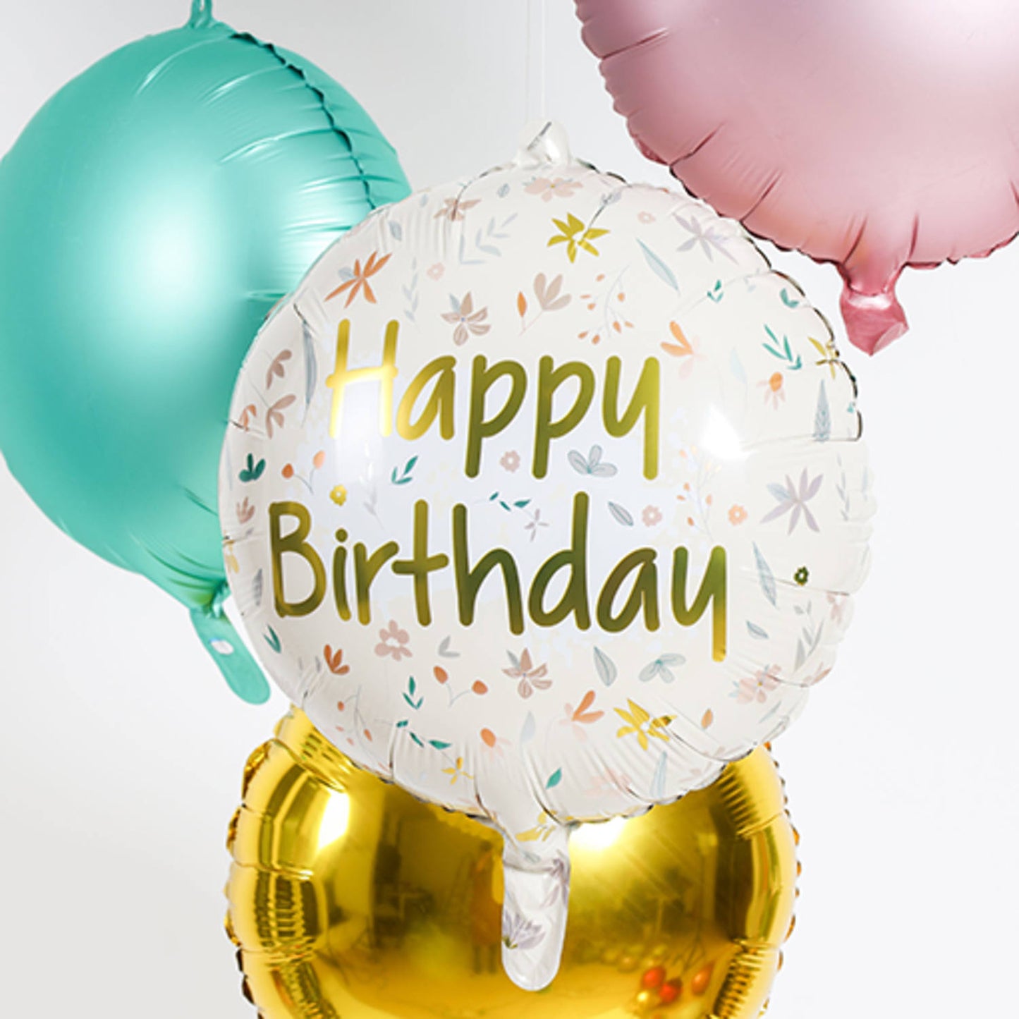 Folieballong, birthday cute flowers pink 45 cm