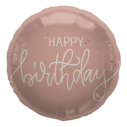 Folieballong, happy birthday crème rose 45 cm