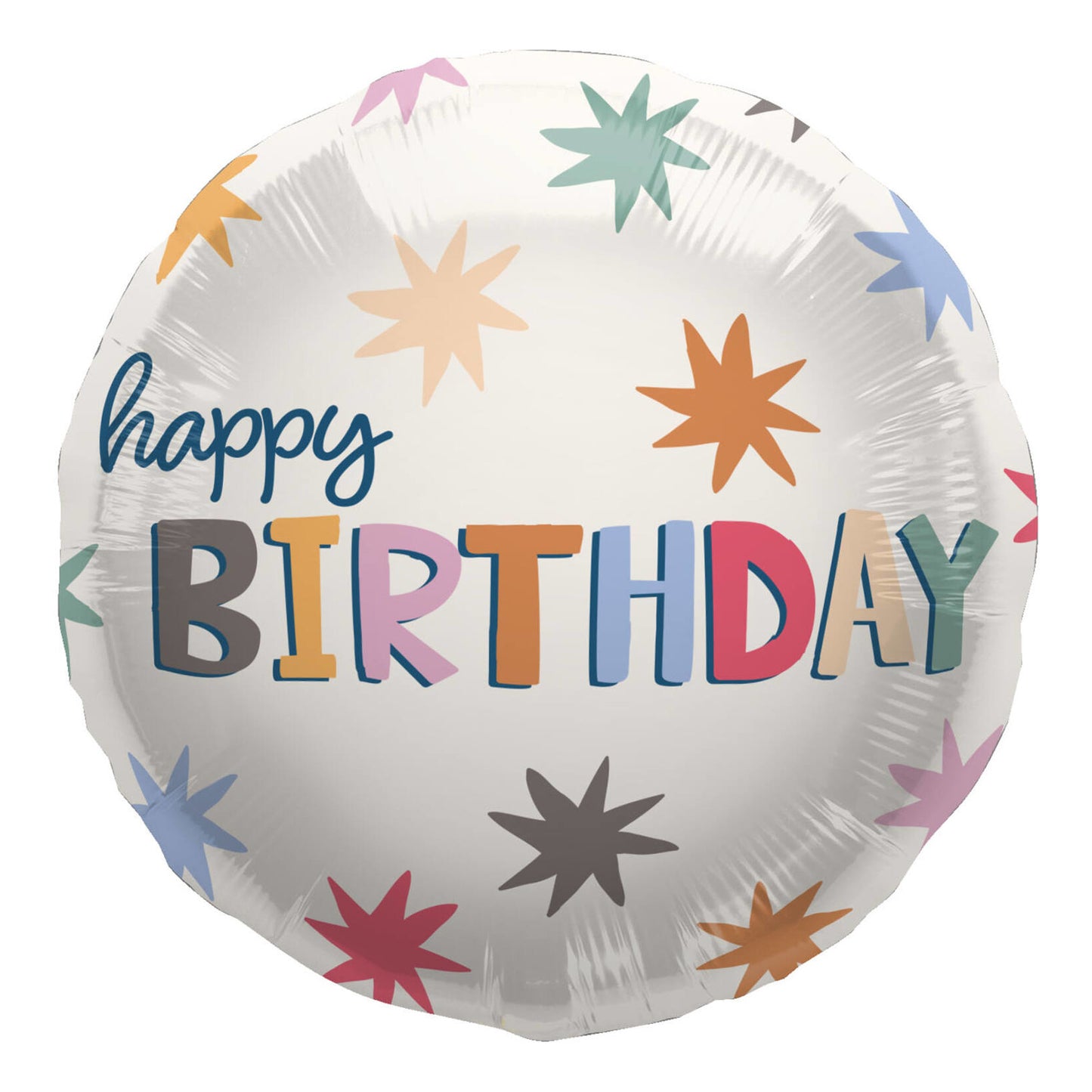 Folieballong, happy birthday starburst 45 cm