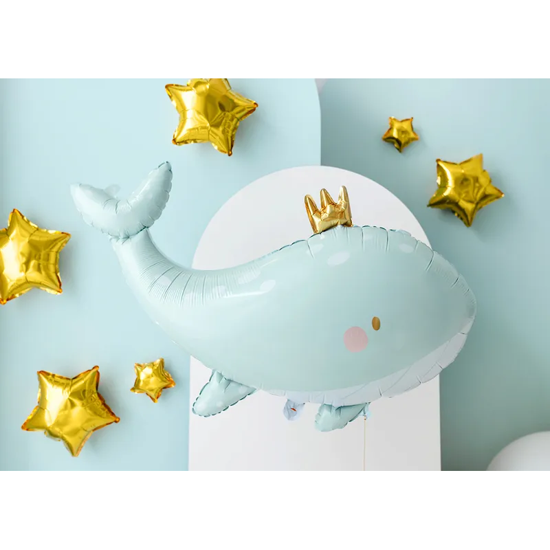 Folieballong, blåval ljusblå 93x60 cm