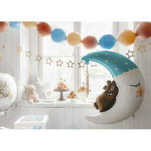 Folieballong, teddybear on the moon blå 80x98 cm