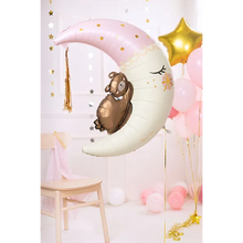 Folieballong, teddybear on the moon rosa 80x98 cm