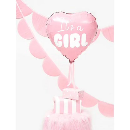 Folieballong, hjärta its a girl 45 cm